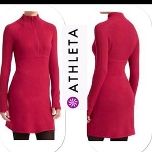 Athleta Half-zip Red Sweater Dress xxs